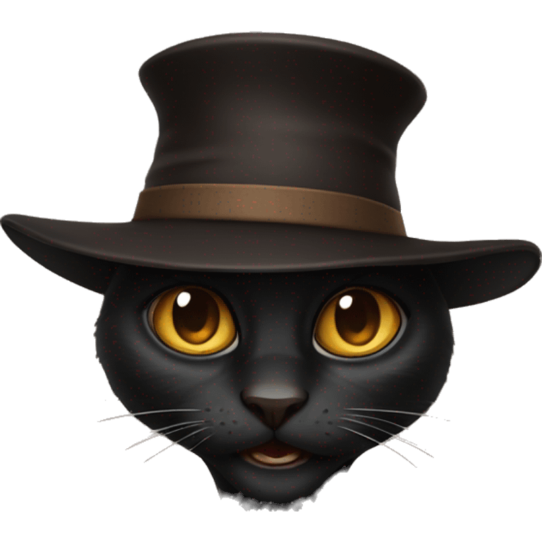 black cat with angry face with a brown hat emoji