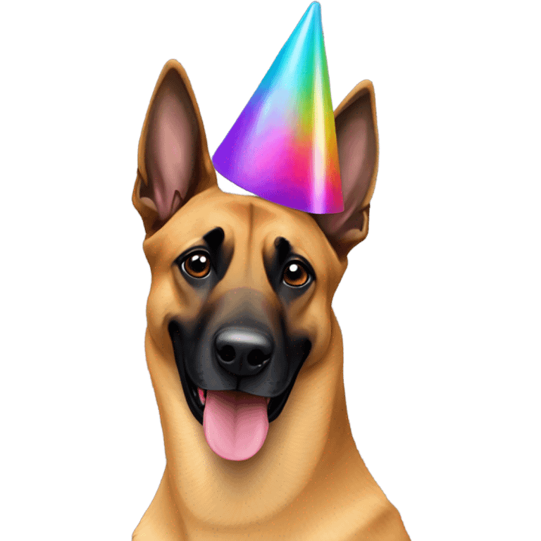 Belgian Malinois with party hat on  emoji