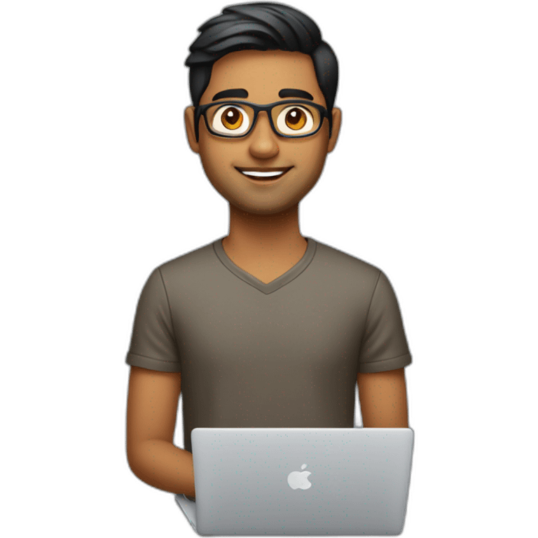 A 23 year old Indian product designer with macbook emoji