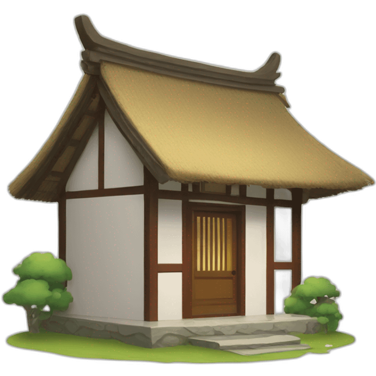 a simple house with a thatched roof in the Chinese style emoji