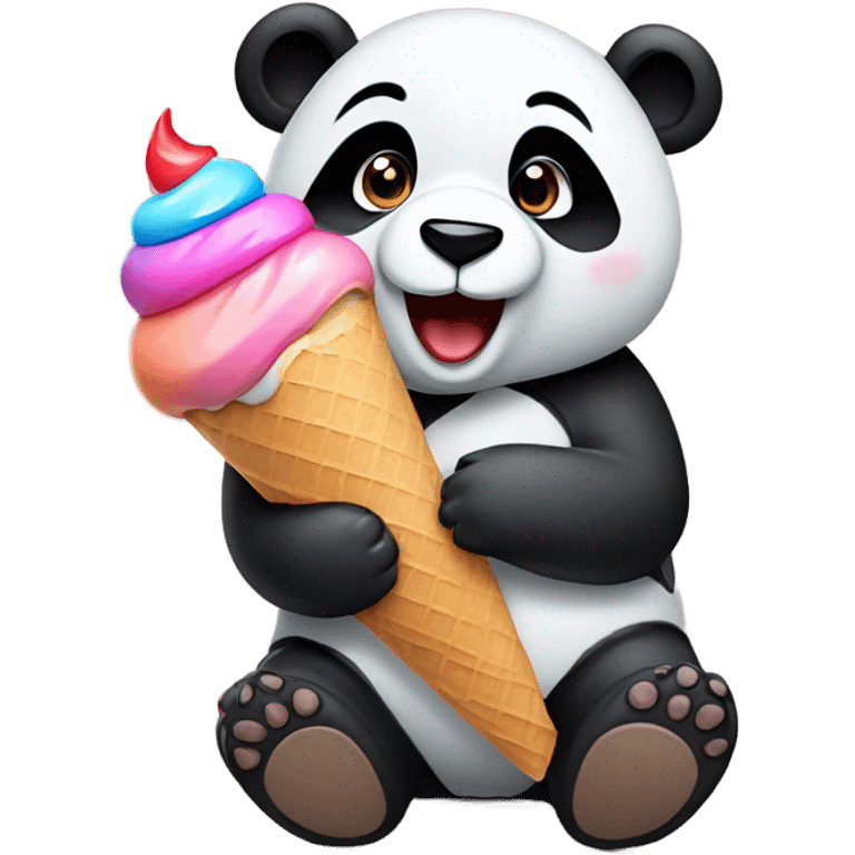 Panda eating ice cream emoji