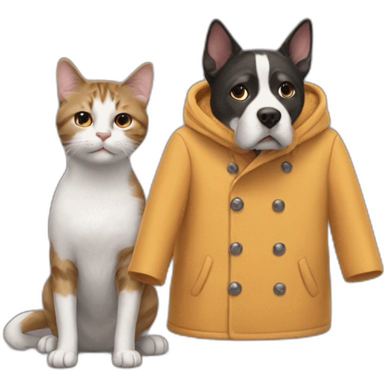 cat Ina coat and dog in a coat emoji