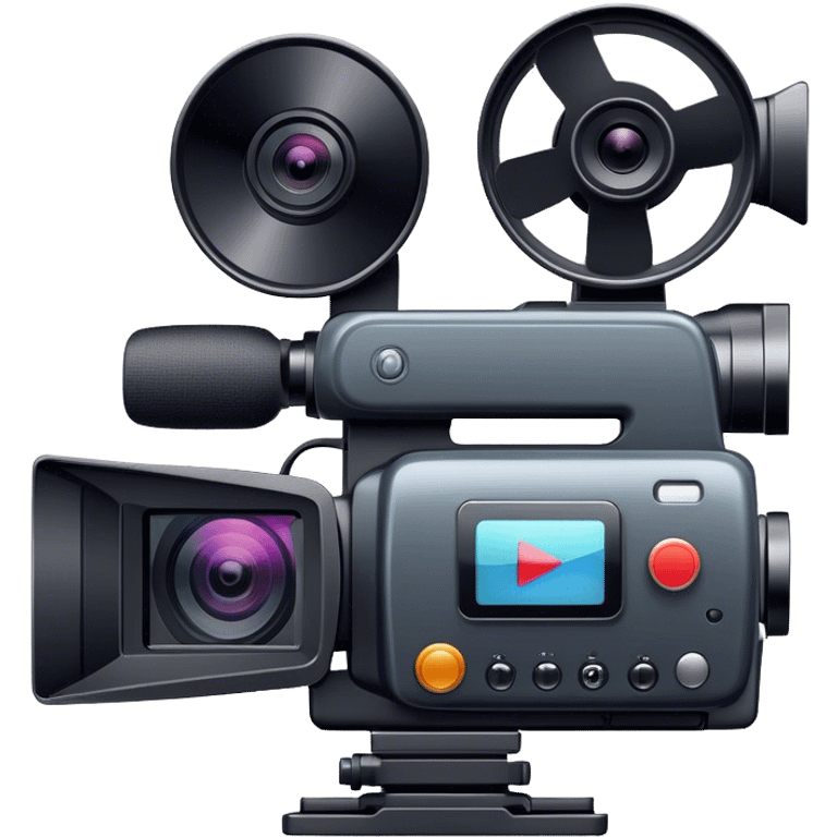 Create an emoji for video shooting. Show a video camera with a recording icon. Use modern, professional colors. Do not include any emojis or smiley faces. Make the background transparent. emoji