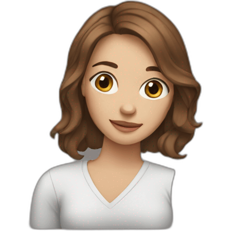 Women with brown hair in notebook emoji