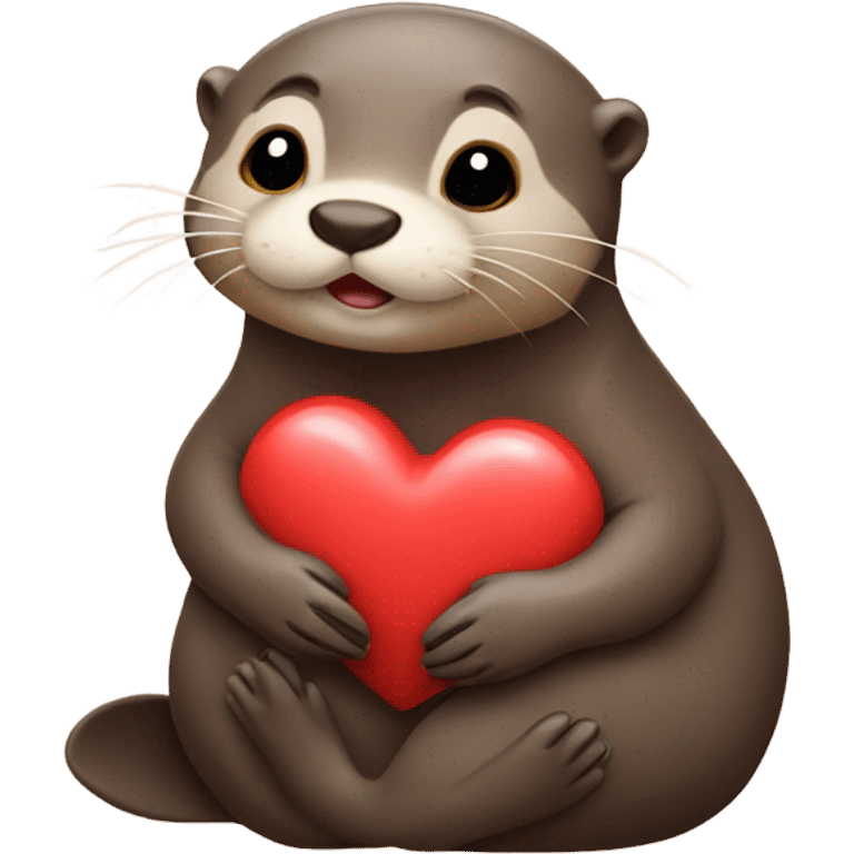 Otter holding a heart emoji