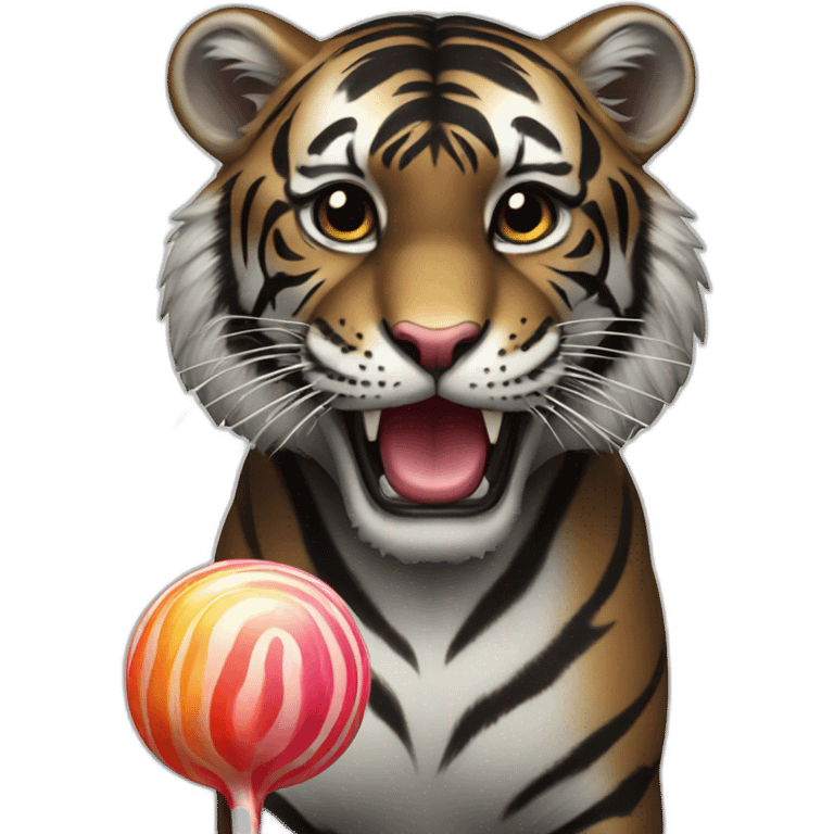 Black tiger with lolipop emoji