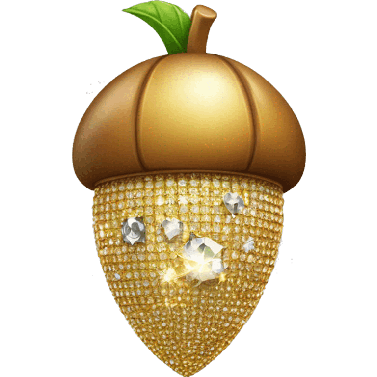 a sparkling diamond acorn, with stem of gold emoji