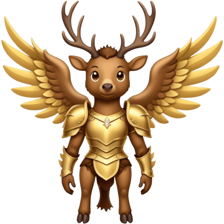 Brown Flying Elk with wings wearing gold armor emoji