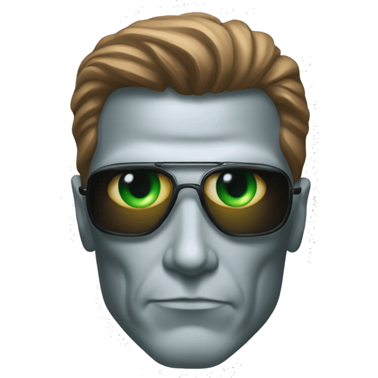 Arnold shwarcneger is a Terminator with green eye  emoji