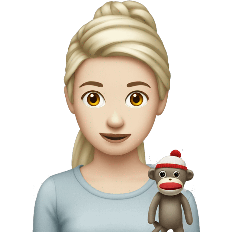 a pale girl with a sock monkey emoji