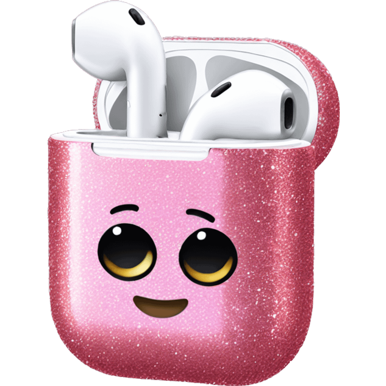 Pink glitter AirPods emoji