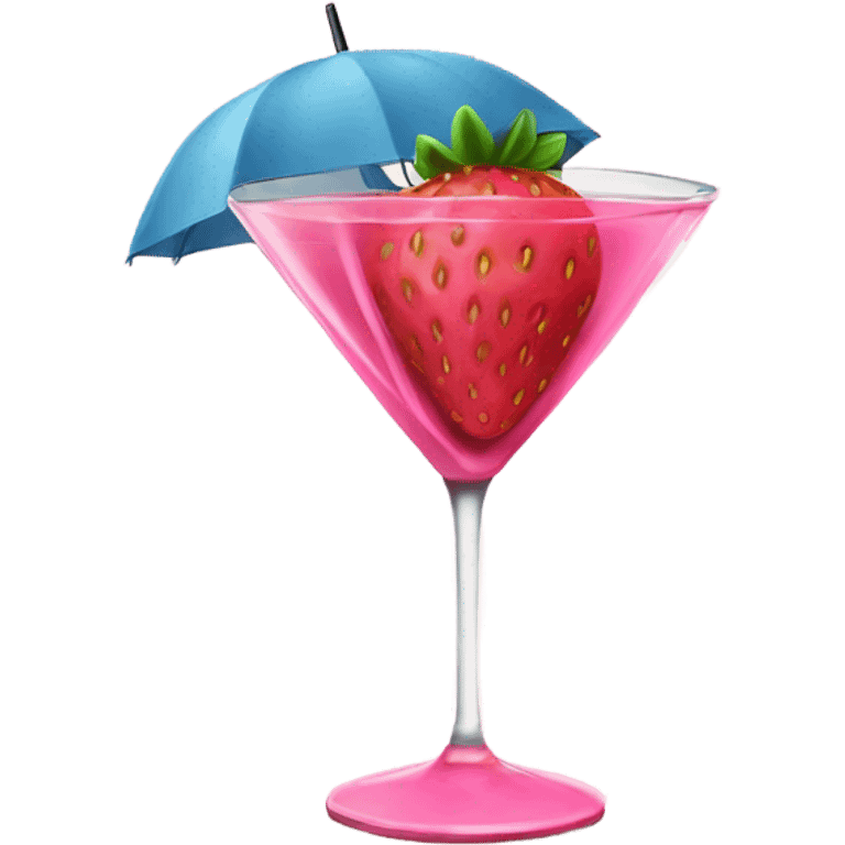 Pink strawberry martini with an umbrella emoji