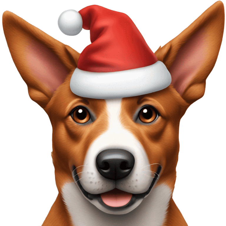 Red Australian cattle dog wearing a Santa hat  emoji