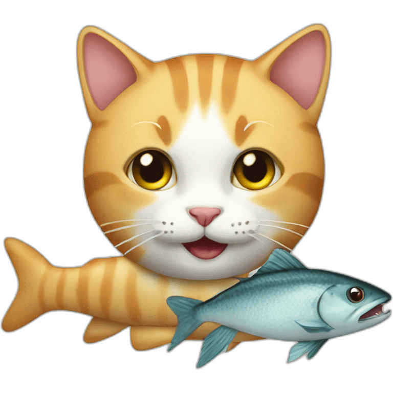 Cat eat fish emoji