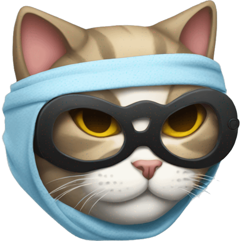 Cat wearing sleeping mask emoji