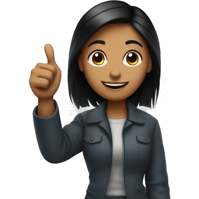 A black-haired girl giving a thumbs-up emoji