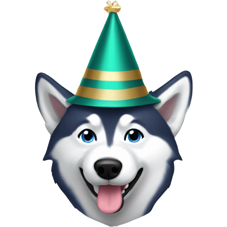 Husky wear New Year hat emoji