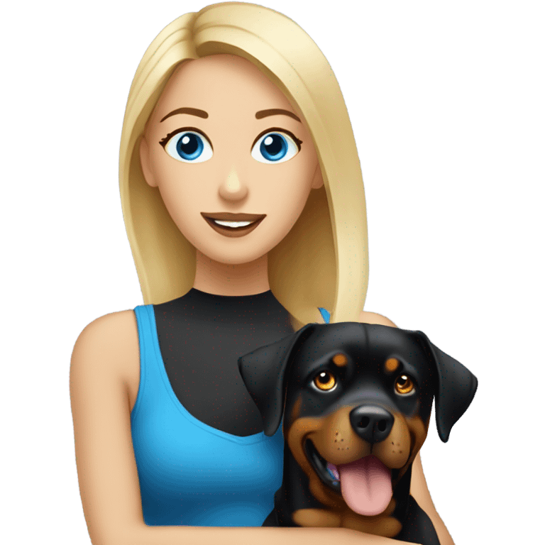 Blue eyed Pretty blonde woman with Rottweiler  emoji