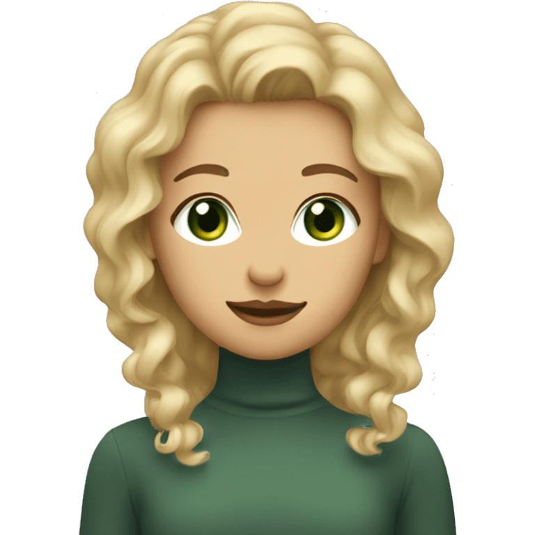 Girl with blonde wavy hair and green eyes and mole above lip emoji