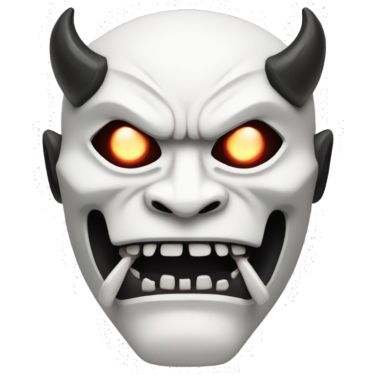 White cyberpunk oni mask with visible fangs. emoji