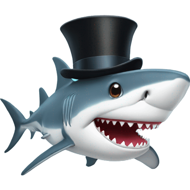 Shark with a top hat emoji