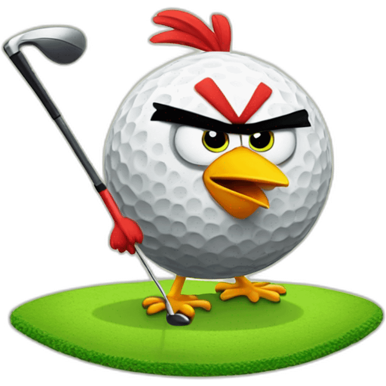 Angry bird playing golf emoji