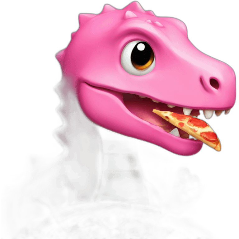 Pink mini cute dinosaur eating pizza  emoji