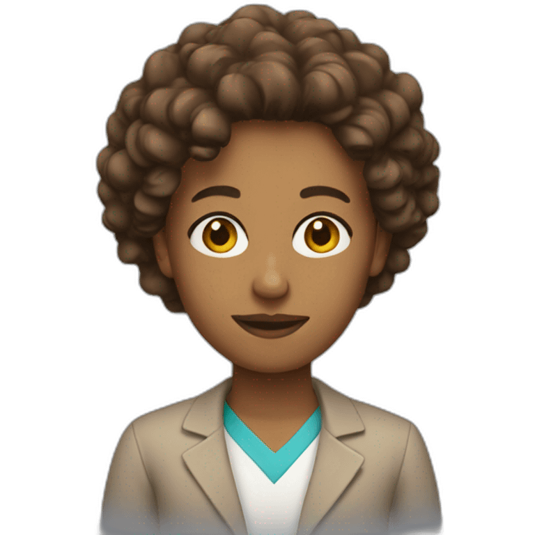 teacher with brown curls emoji