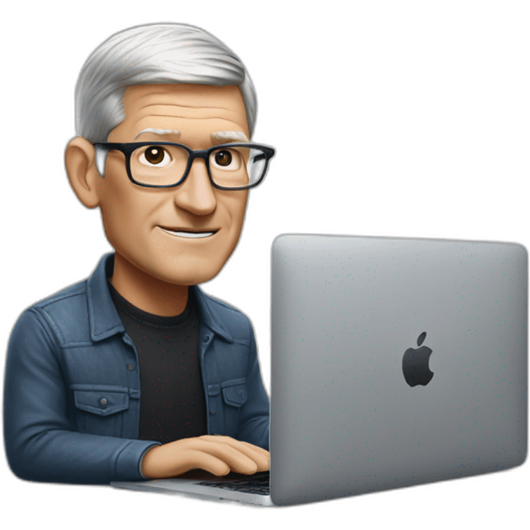 tim cook with macbook pro emoji