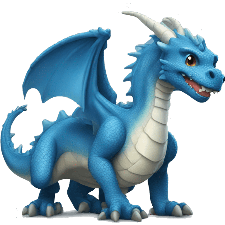 Realistic cute blue dragon  emoji