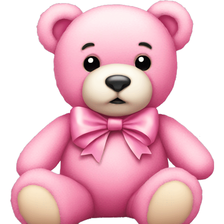 Pink teddy bear with bow emoji