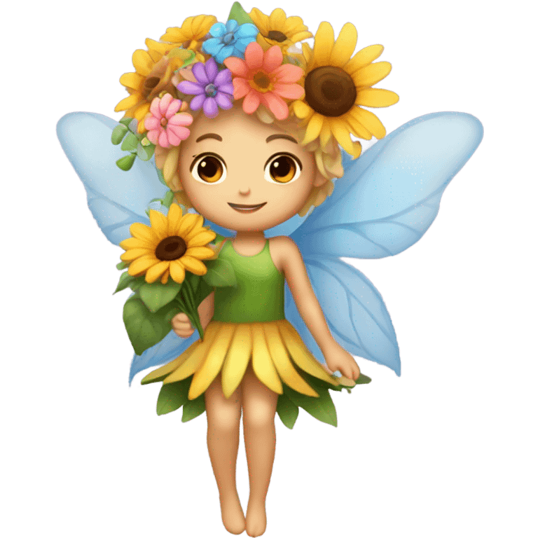 Flower fairy holding flower bouquet  emoji