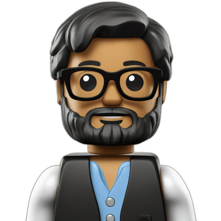 Lego minifig with black beard, wearing glasses, light brown skin emoji