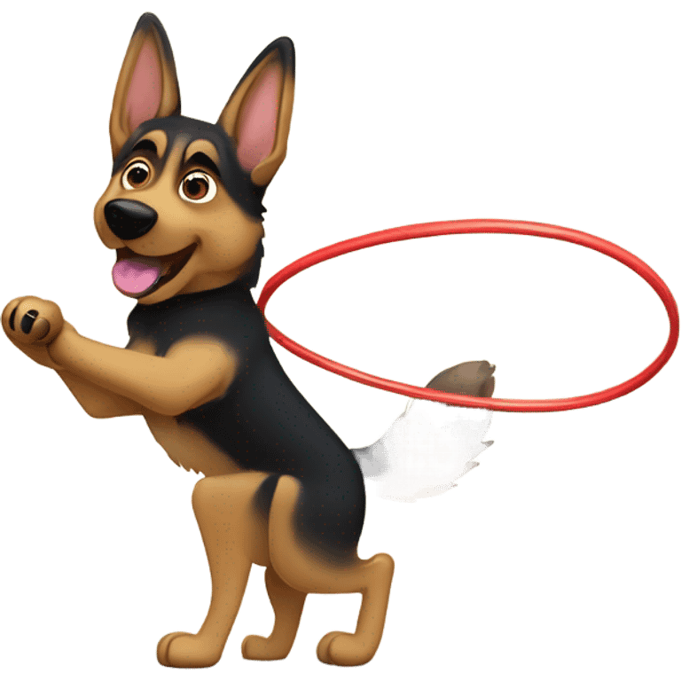 German Shepherd hula hooping ￼ emoji