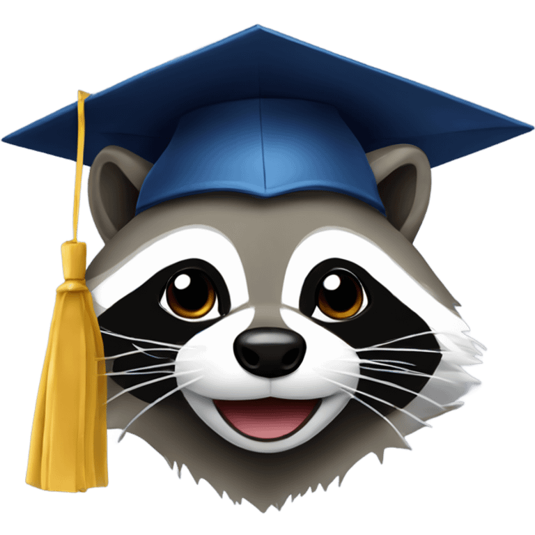 raccoon face with graduation hat emoji