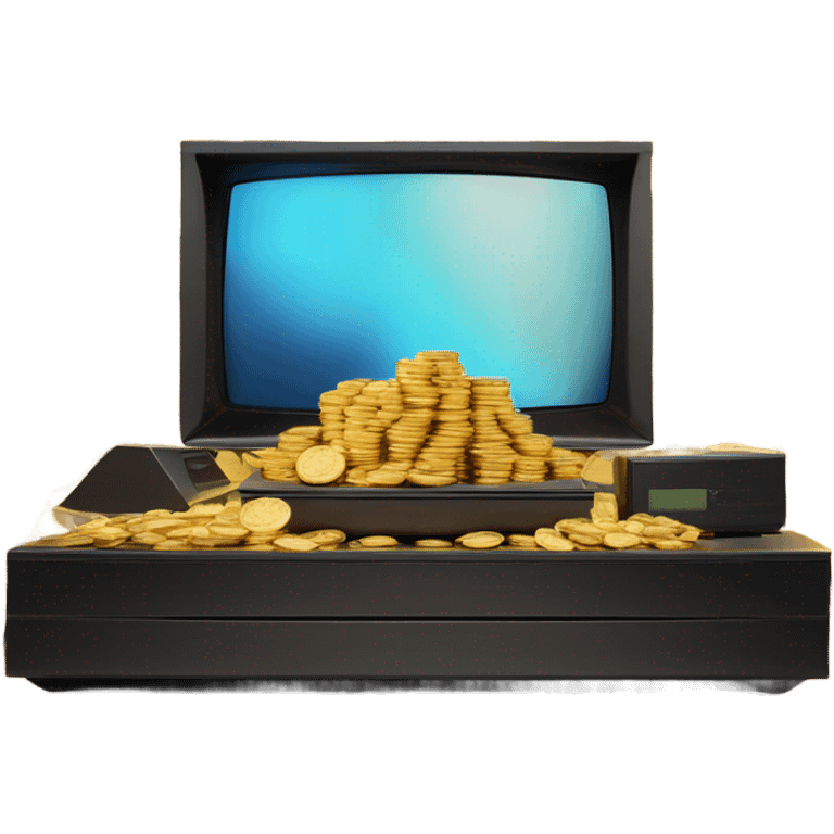 gold coins and TV emoji