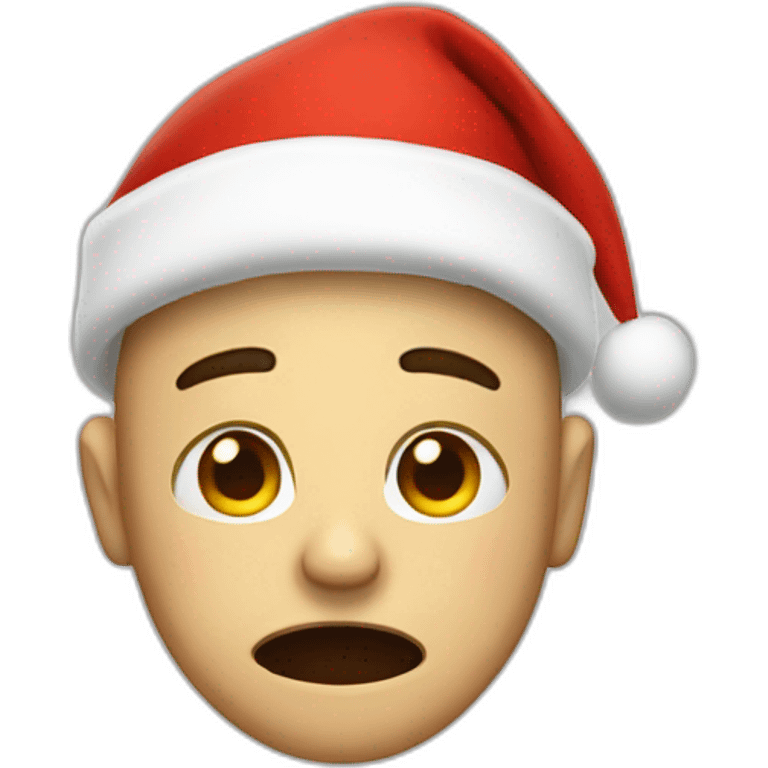 A man crying with Santa hat emoji