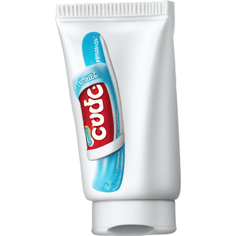 toothpaste with brand name COLGATE written on the tube clearly emoji