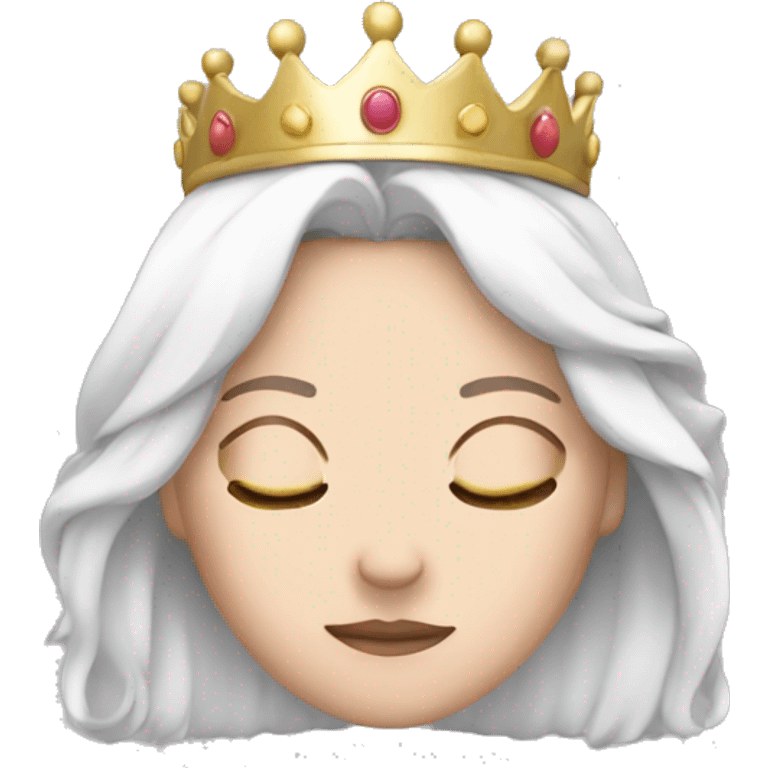 White girl with closed eyes and crown emoji