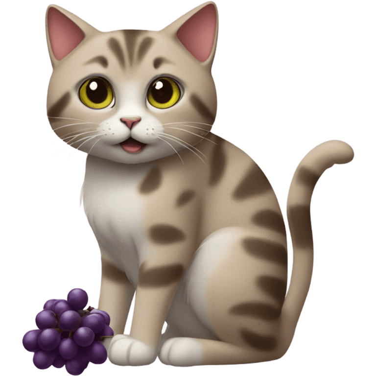 a cat giving a grape emoji