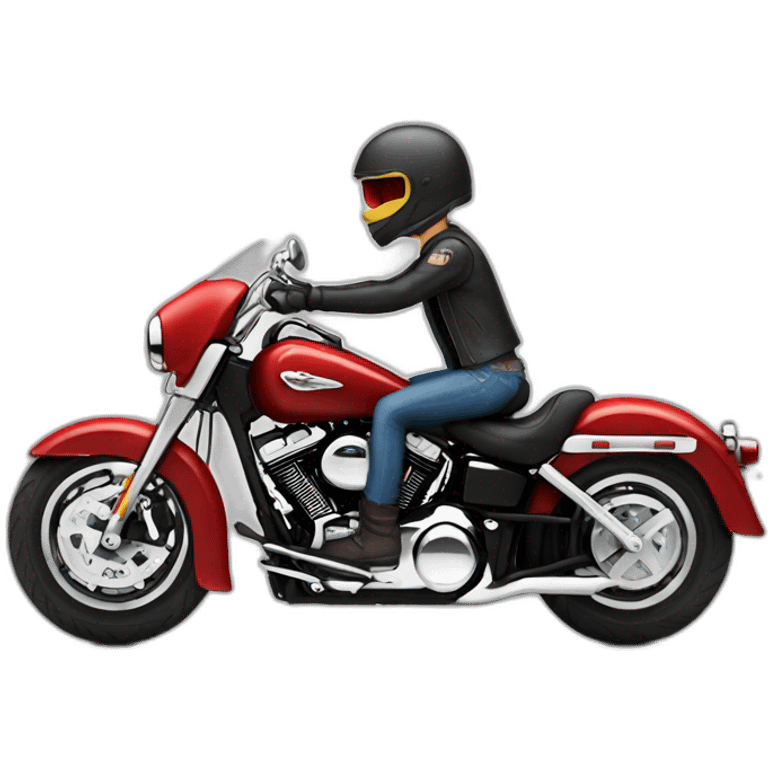 biker on red harley emoji