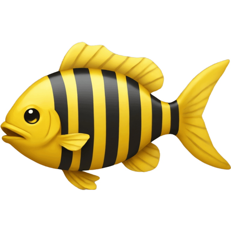 Yellow fish with dark yellow stripes emoji