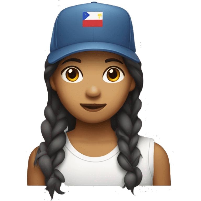 Filipino girl with a mullet in a trucker hat emoji emoji