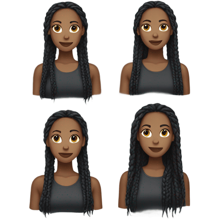 black woman with black down braids and top emoji