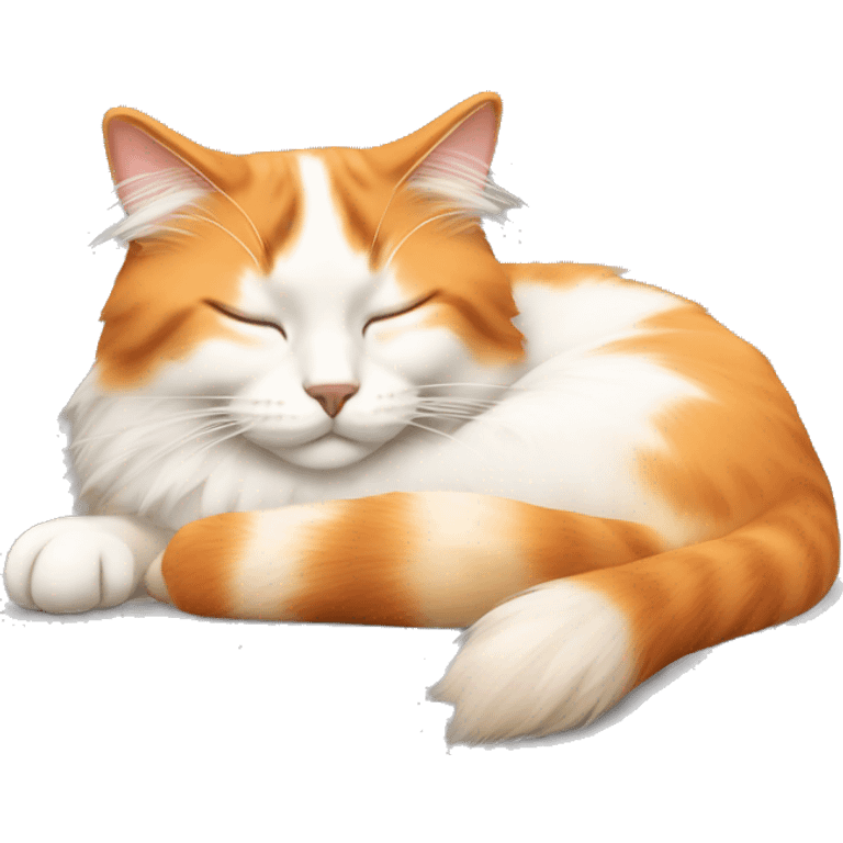 sleeping ragdoll cat with orange bicolor face emoji