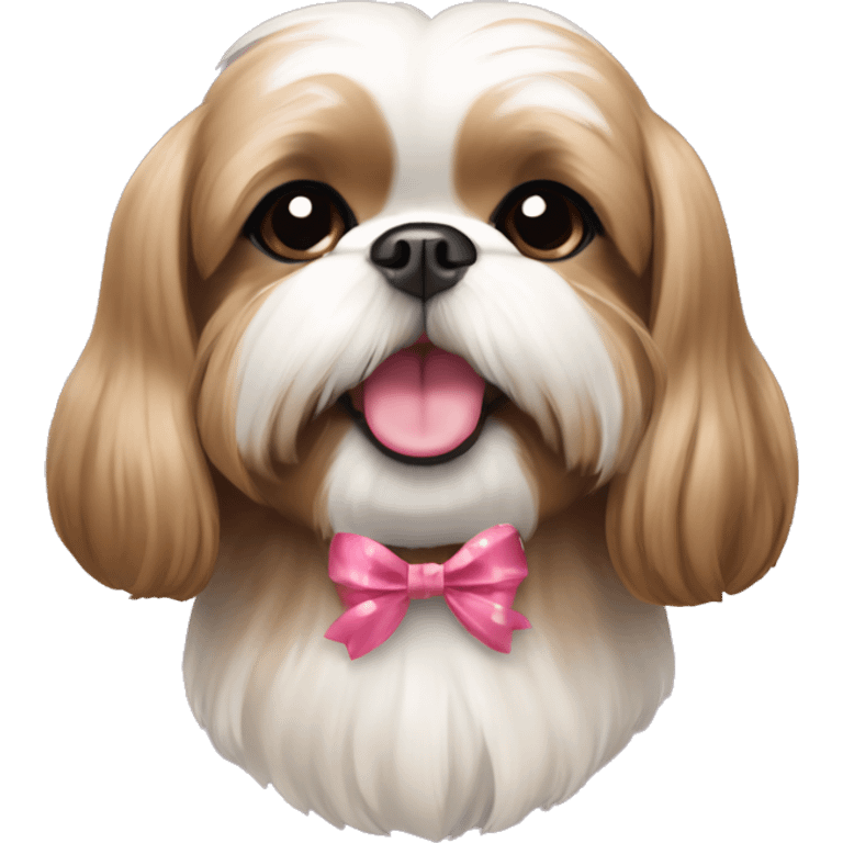 light brown shihtzu with a bow in her head smiling emoji