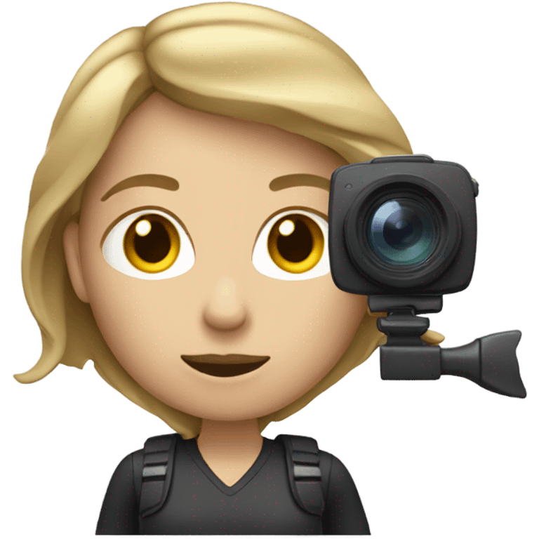 Dark blond hair woman with video camera emoji