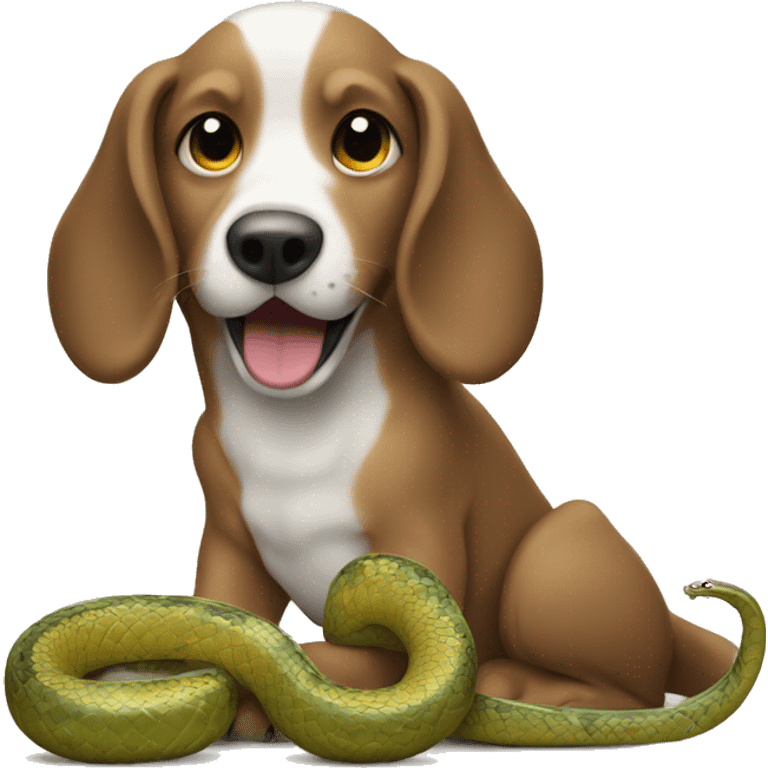 Dog eating snake  emoji