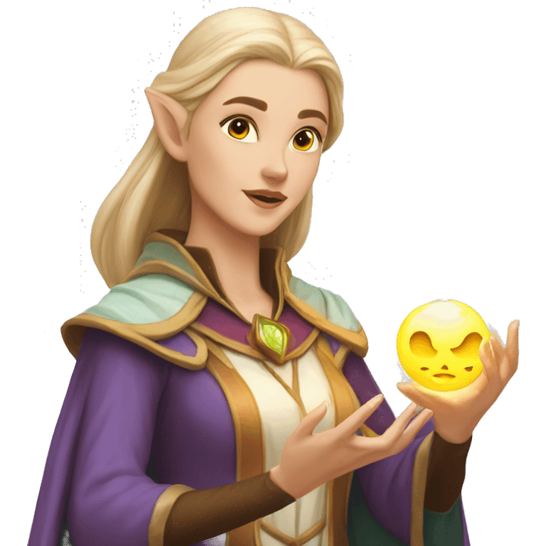 D&D Caucasian female noble wizard elf casting a spell  emoji