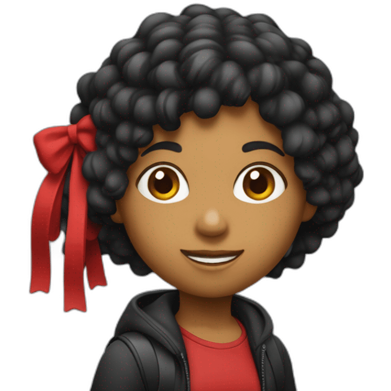 menina com cabelo vermelho e mochila preta. emoji